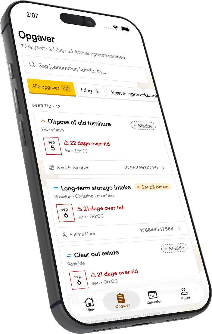Movea-appen på en iPhone, sedd snett från höger